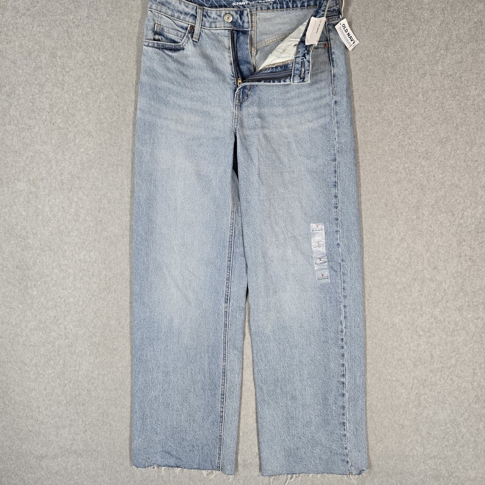 Old Navy Women Jeans 2 Blue Denim Sky-Hi Wide Leg Ultra High Rise Baggy NWT
